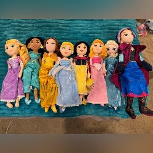 Disney Princess Plush Collection with Blue and Yellow Dresses